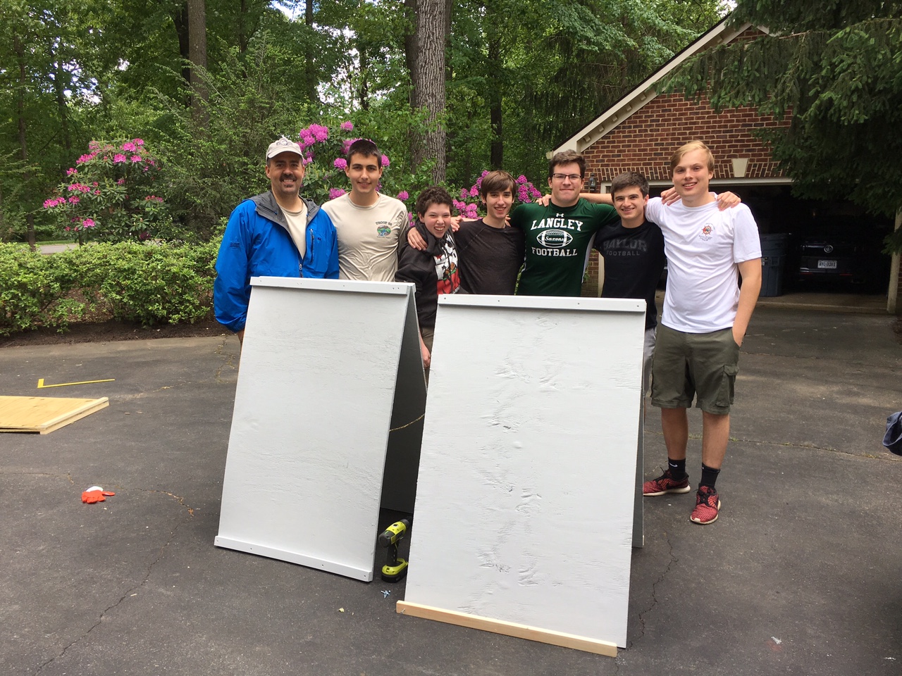 Scouts with completed sign frames