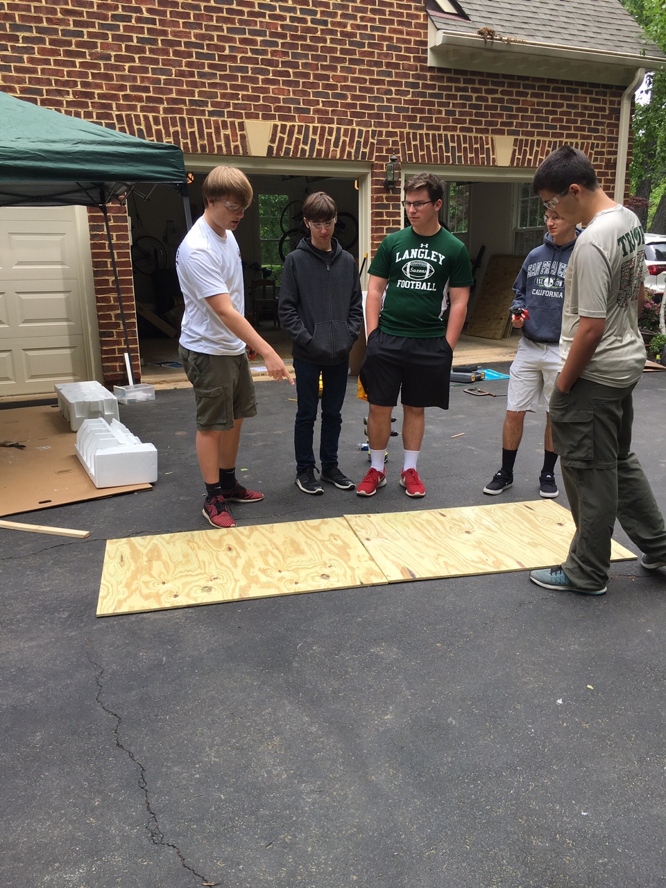 Scouts constructing signs