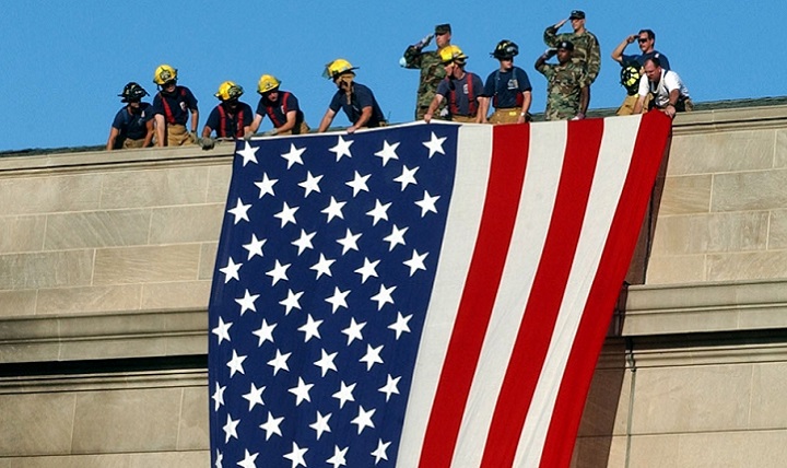 9-11 Flag at Pentagon